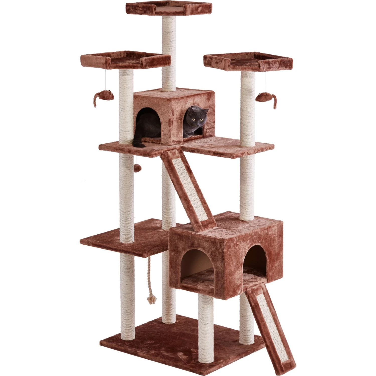 Frisco 72-in Large Base Faux Fur Cat Tree & Condo 3 Frisco 72-in Large Base Faux Fur Cat Tree & Condo