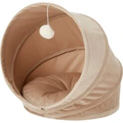 Frisco Foldable Canopy Cat Bed, Sandy Beige -Frisco 140164 PT2. AC SS1800 V1565384035