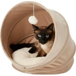 Frisco Foldable Canopy Cat Bed, Sandy Beige -Frisco 140164 PT4. AC SS1800 V1565383626