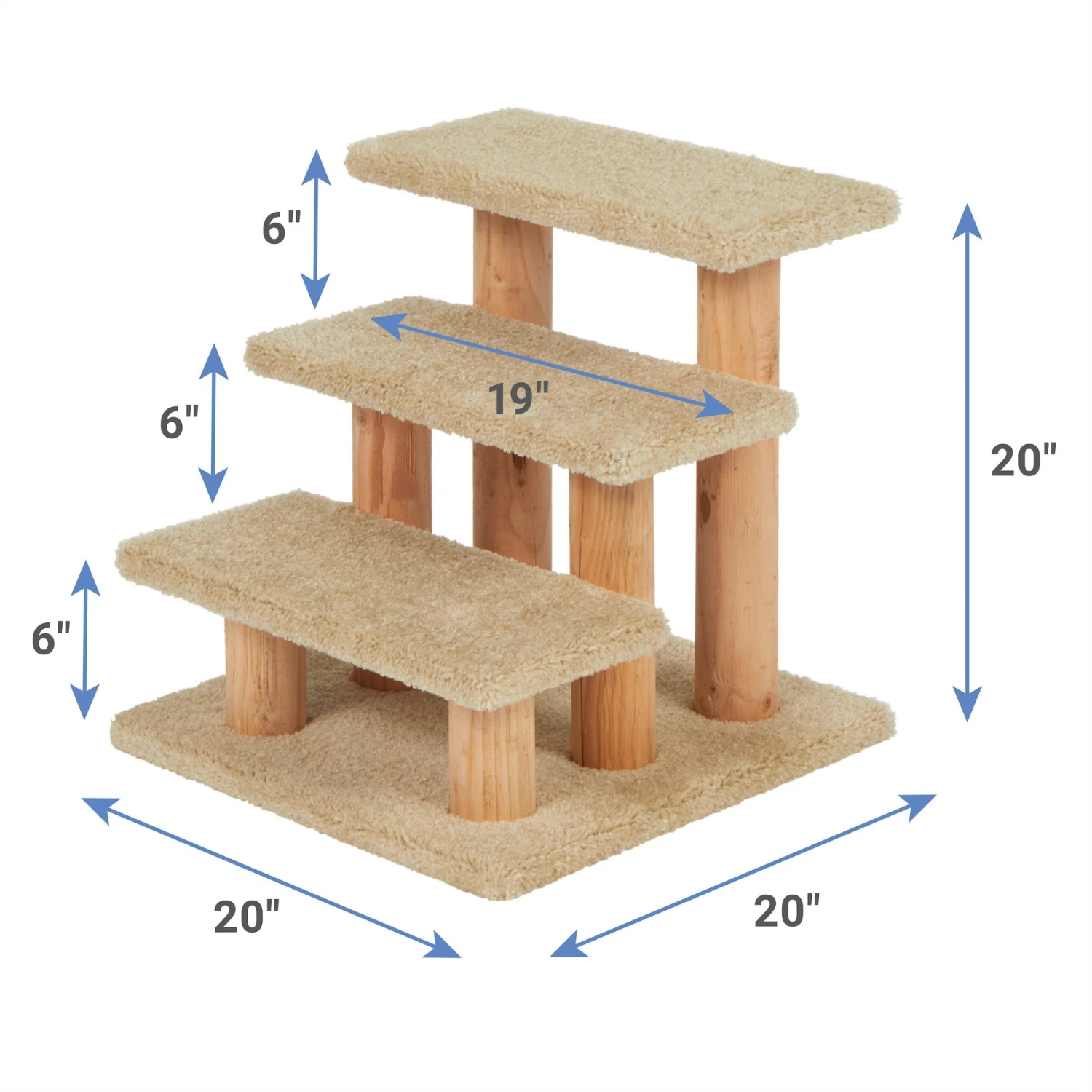 Frisco 20-in 3-Step Real Carpet Wooden Cat Steps 4 Frisco 20-in 3-Step Real Carpet Wooden Cat Steps - Image 2