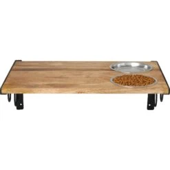 Frisco Wooden Wall Mounted Stainless Steel Cat Feeding Station With Bowl -Frisco 213784 PT2. AC SS1800 V1598450183