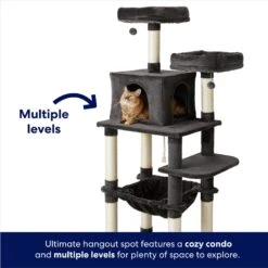 Frisco 64-in Cat Tree With Hammock, Condo, 2 Top Perches With Bed 9 Frisco 64-in Cat Tree With Hammock, Condo, 2 Top Perches With Bed -Frisco 214387 PT2. AC SS1800 V1667227605