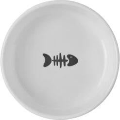 Frisco Round Meow Non-skid Ceramic Cat Bowl With Wood Base -Frisco 256078 PT4. AC SS1800 V1615312284