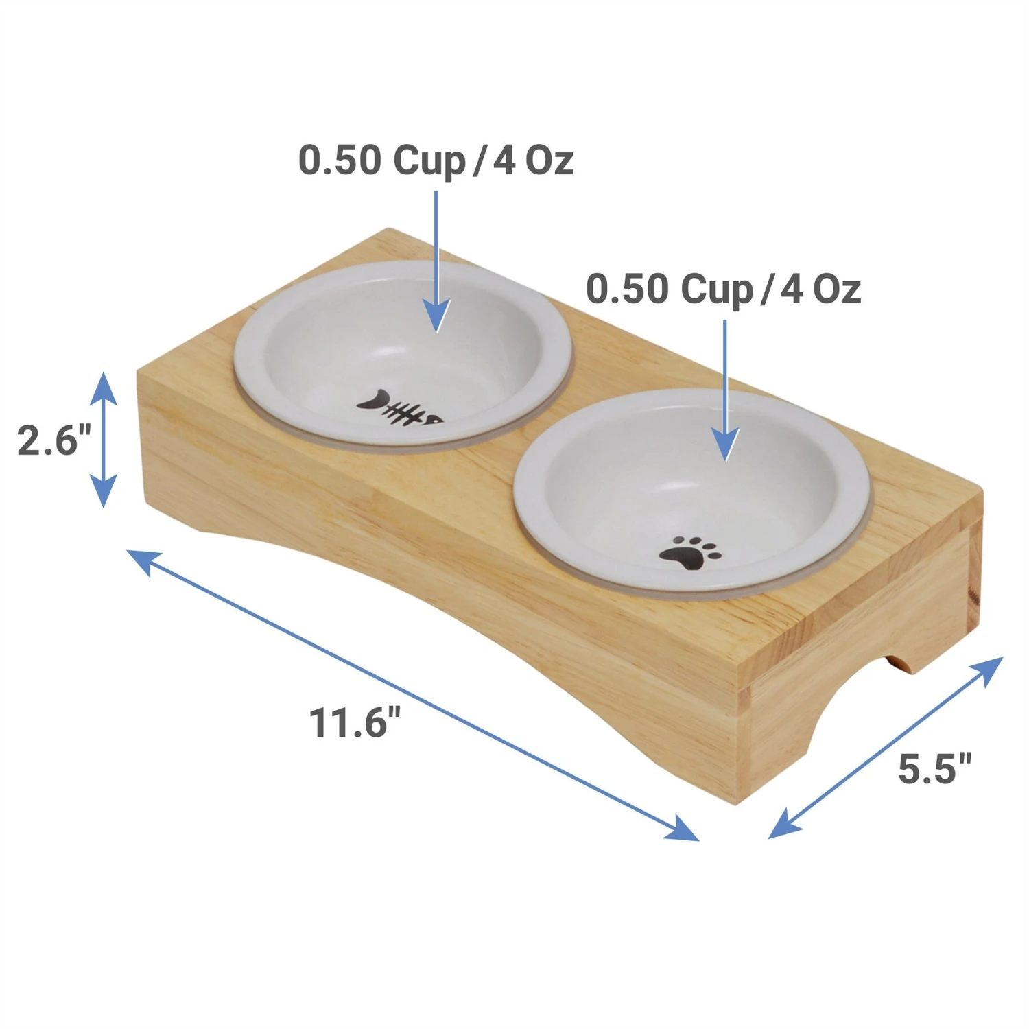 Frisco Double Elevated Cat Bowl With Wood Stand 4 Frisco Double Elevated Cat Bowl With Wood Stand - Image 2