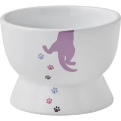 Frisco 25 Frisco Cat Print Non-skid Elevated Ceramic Cat Bowl, Short