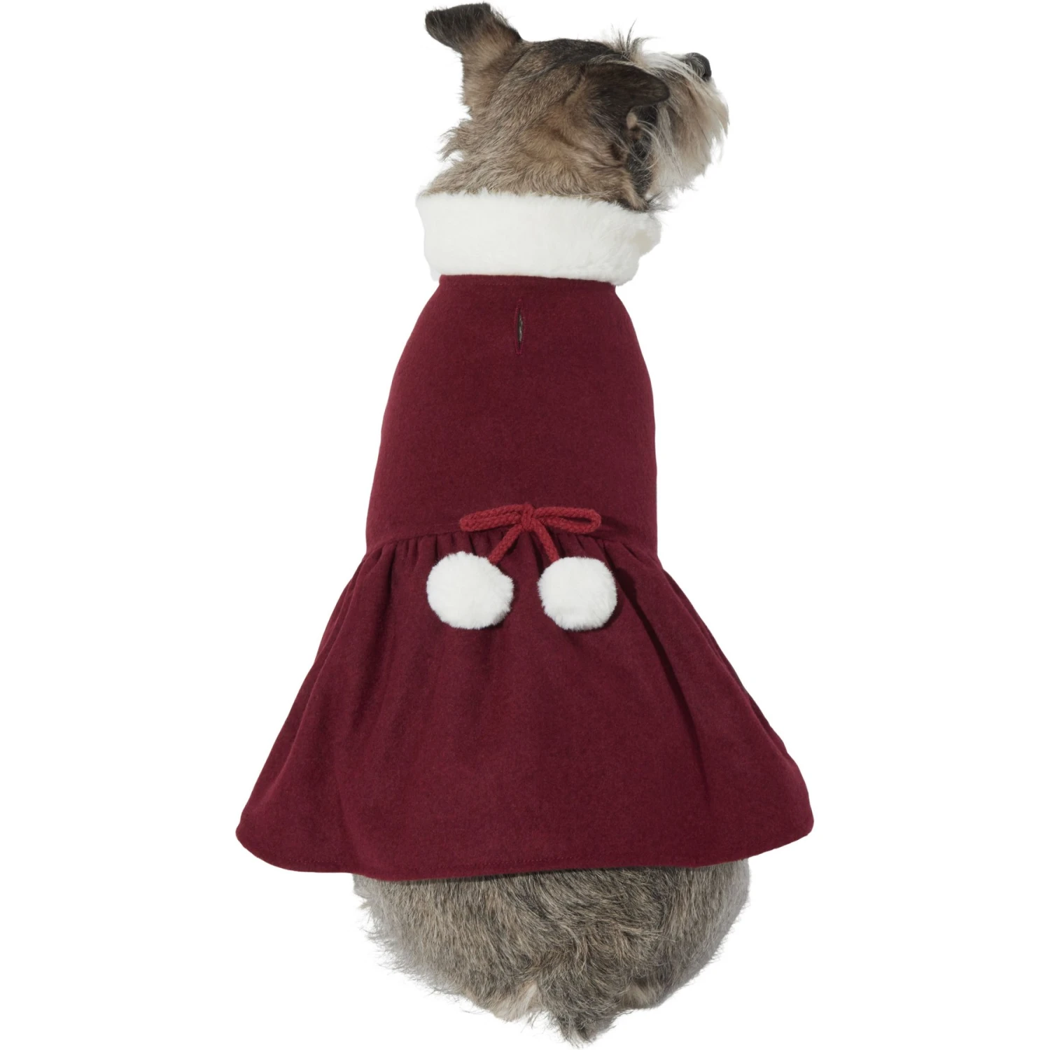 Frisco Mediumweight Pom Pom Bow Dog & Cat Peacoat Dress, Red 5 Frisco Mediumweight Pom Pom Bow Dog & Cat Peacoat Dress, Red - Image 3