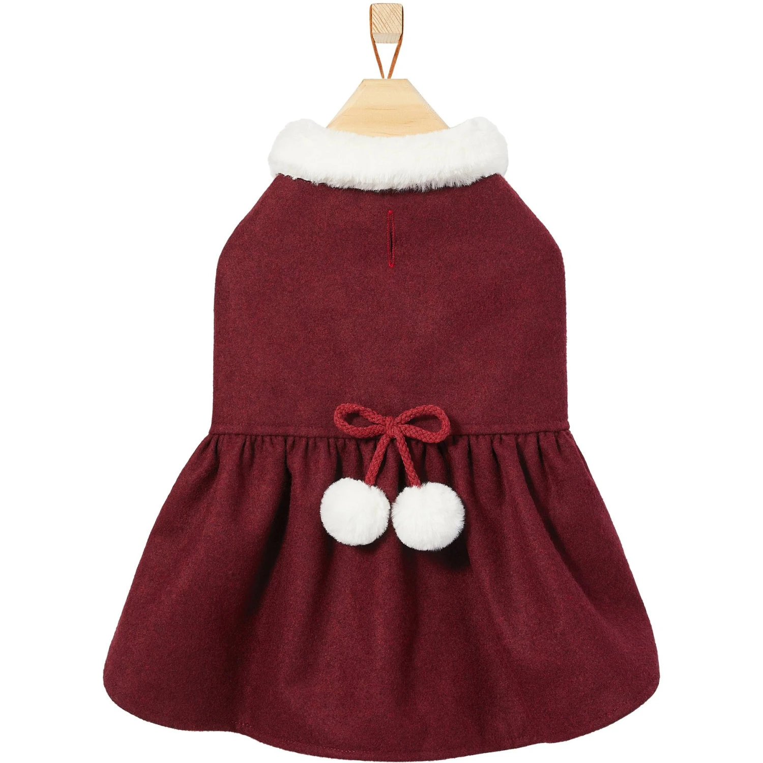 Frisco Mediumweight Pom Pom Bow Dog & Cat Peacoat Dress, Red 6 Frisco Mediumweight Pom Pom Bow Dog & Cat Peacoat Dress, Red - Image 4