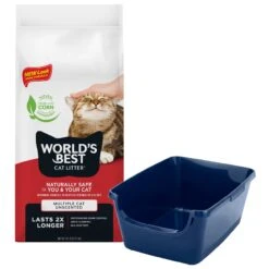 Frisco High Sided Cat Litter Box, Extra Large & World's Best Multi-Cat Unscented Clumping Corn Cat Litter