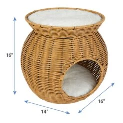 Frisco Round Wicker Cat Condo With Top Perch -Frisco 316646 PT1. AC SS1800 V1634143631