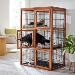 Frisco 13 Frisco Collapsible Wood & Wire Cat Cage Playpen, 3 Level