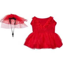 Frisco Red Ruffle Dog & Cat Dress + Headpiece 13 Frisco Red Ruffle Dog & Cat Dress + Headpiece -Frisco 707286 PT4. AC SS1800 V1689278820