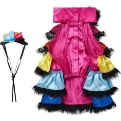 Frisco Ruffle Party Dog & Cat Dress + Headpiece -Frisco 707350 PT5. AC SS1800 V1689355422
