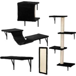 Coziwow Wall Mounted Shelves Set Cat Tree & Frisco Wooden Wall Mounted Stainless Steel Cat Feeding Station With Bowl -Frisco 947694 PT1. AC SS1800 V1693601929