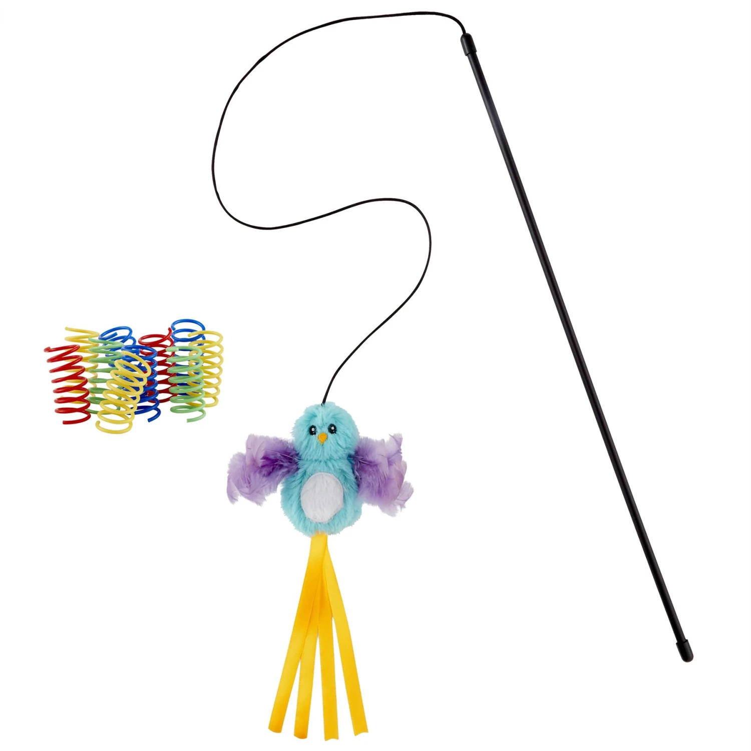 Frisco Colorful Springs Cat Toy & Frisco Bird With Feathers Teaser Wand Cat Toy With Catnip 2 Frisco Colorful Springs Cat Toy & Frisco Bird With Feathers Teaser Wand Cat Toy With Catnip