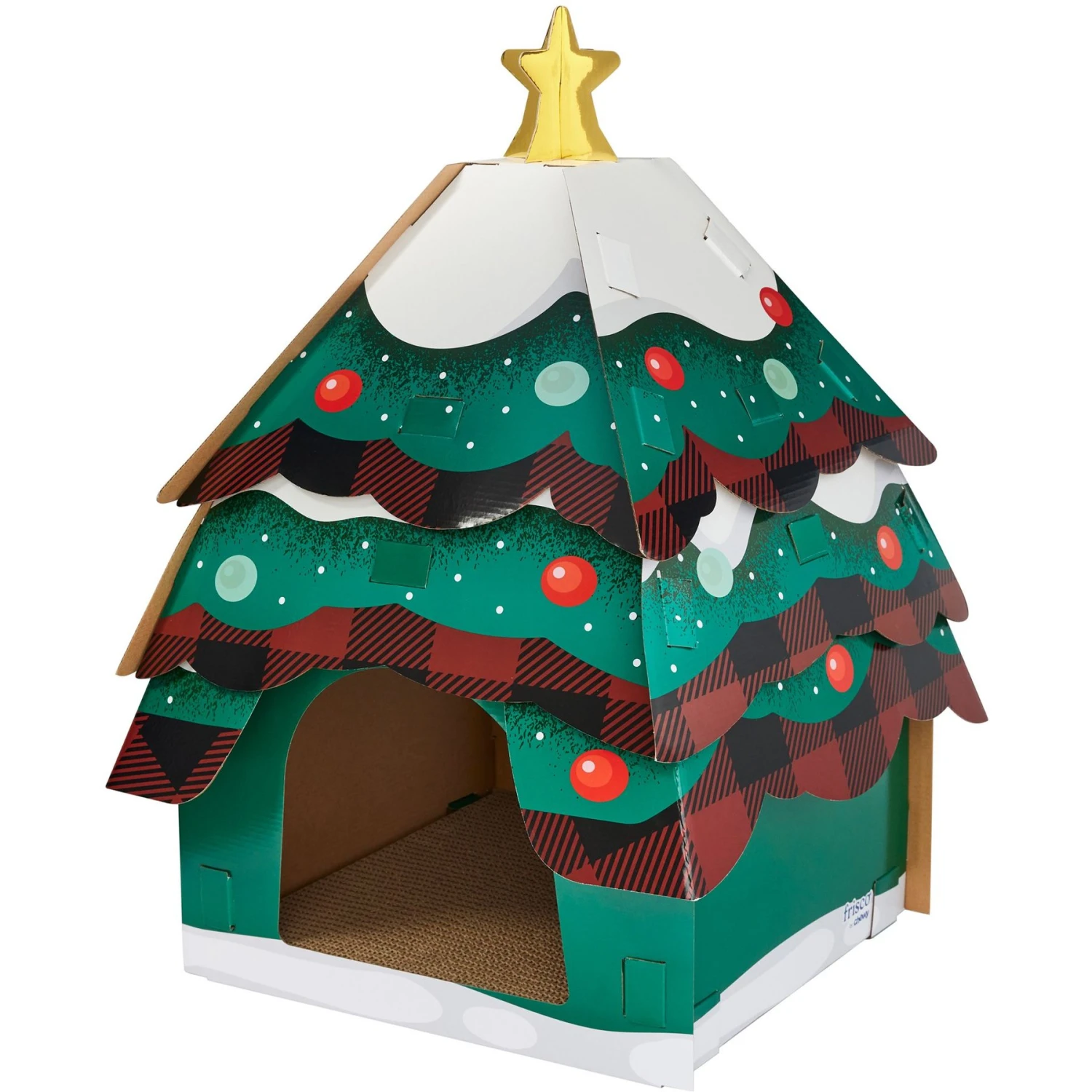 Frisco Holiday Christmas Tree Cardboard Cat House & Frisco Holiday Santa's Workshop Cardboard Cat House 4 Frisco Holiday Christmas Tree Cardboard Cat House & Frisco Holiday Santa's Workshop Cardboard Cat House - Image 2